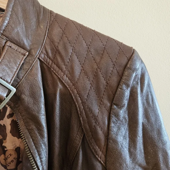 Black Rivet Brown Leather Jacket - Picture 6 of 6